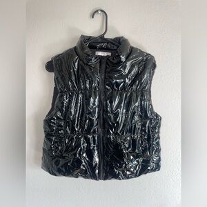 Shiny Black Puffer Vest sz L